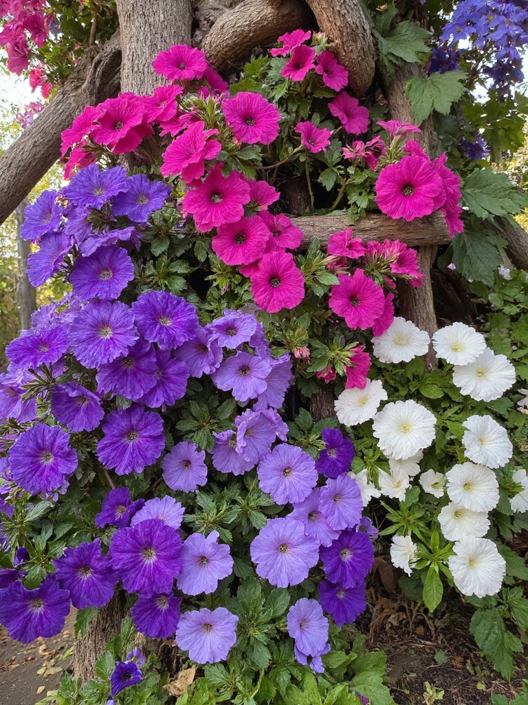 configuration de jardin de pétunias verticaux