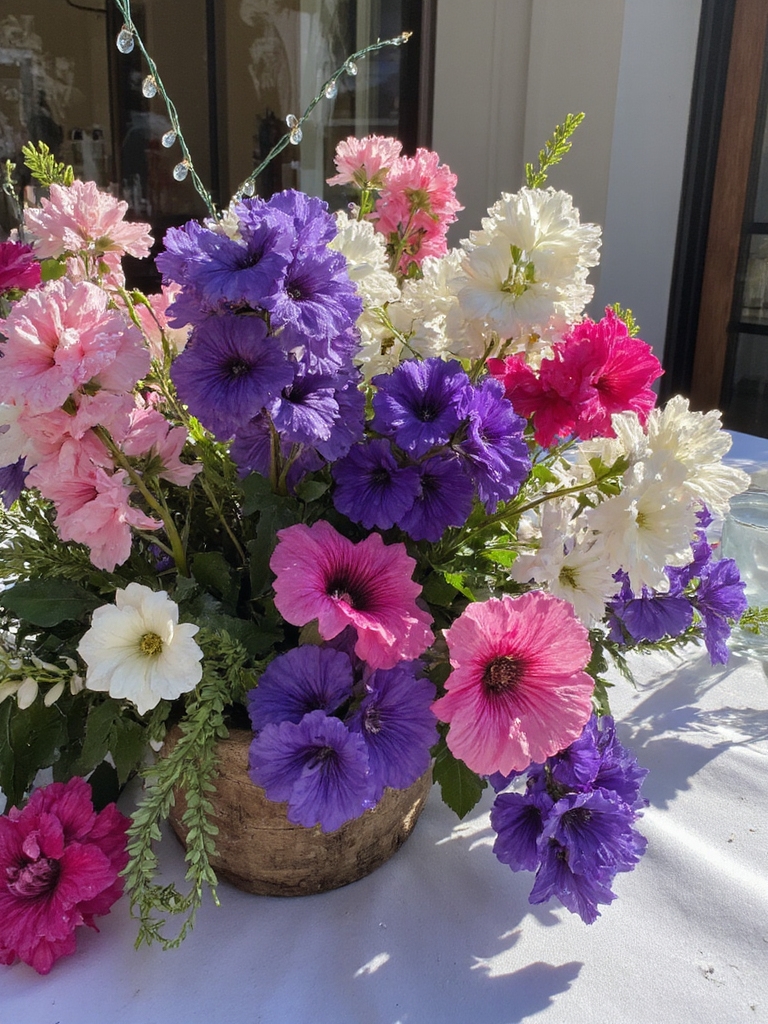 des pétunias vibrants pour des événements