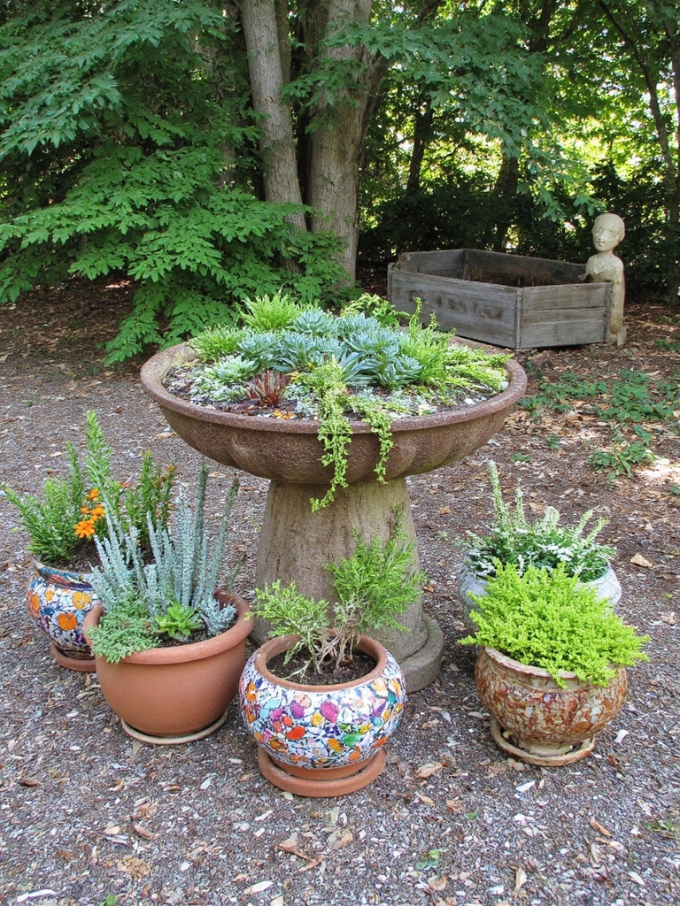 Des pots artistiques embellissent les jardins