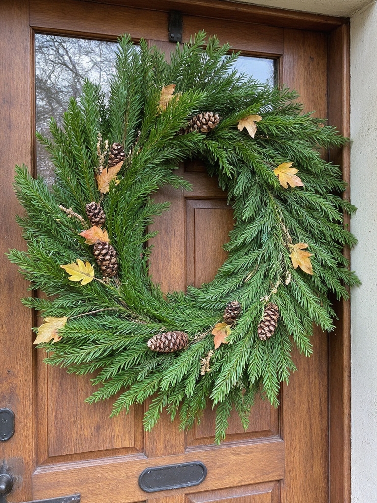 couronne d'automne avec des pins