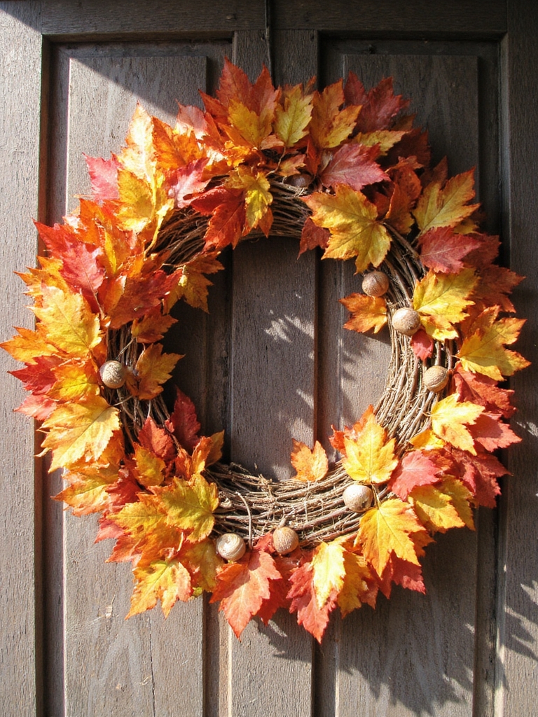 couronne de feuilles d'automne colorées