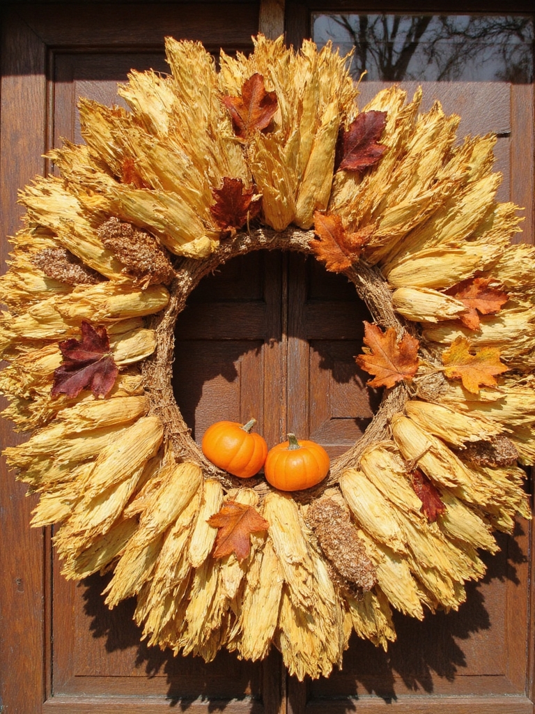 couronne de feuilles de maïs colorées