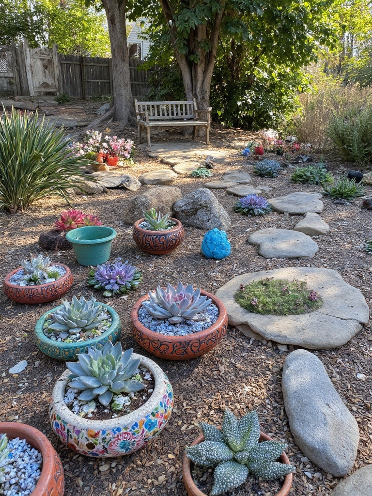 affichages de jardins de succulentes colorées