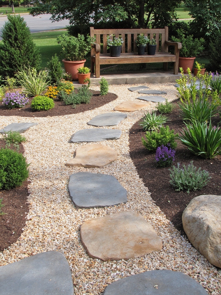 jardins élégants avec des chemins pavés