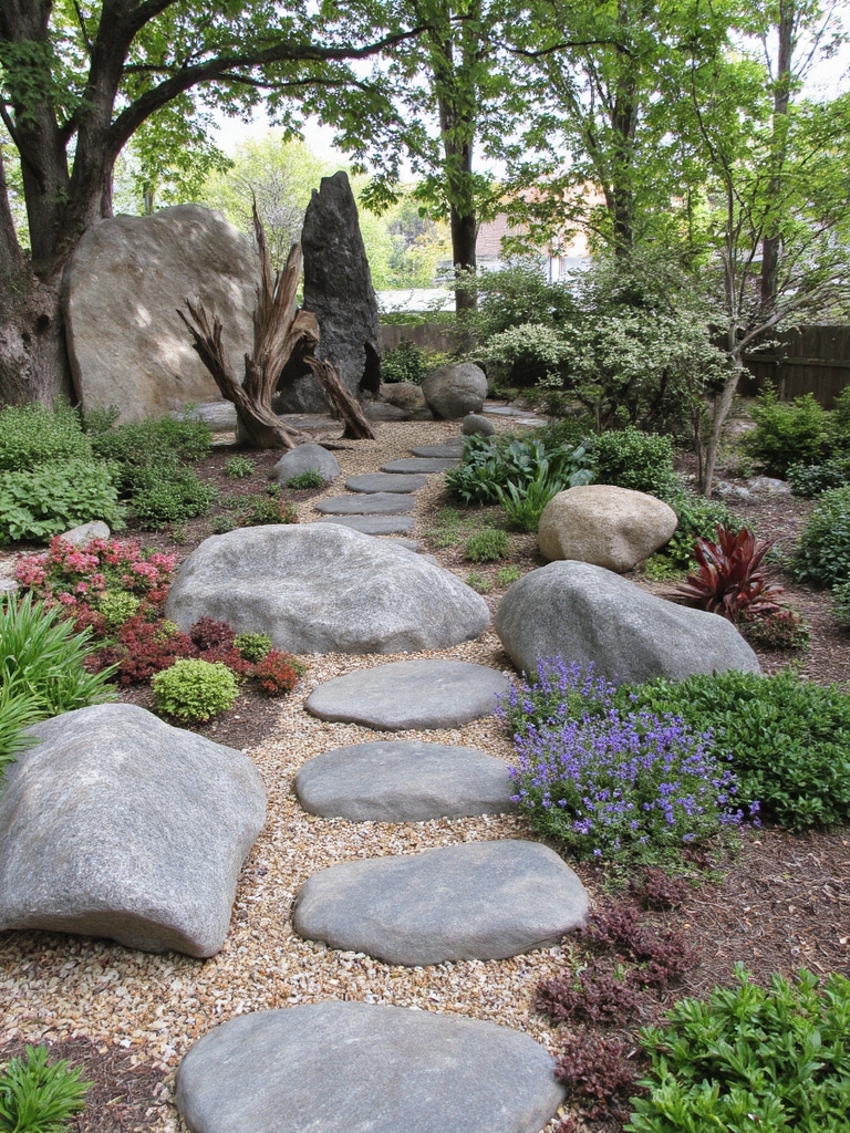 paysage de jardin en pierre envoûtant
