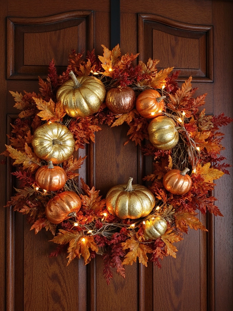 couronne de porte citrouille métallique