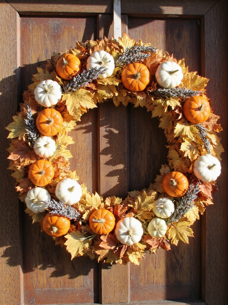 couronne décorative en mini citrouille