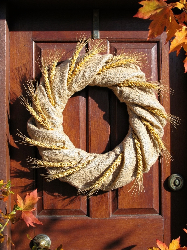 couronne de blé en toile de jute rustique