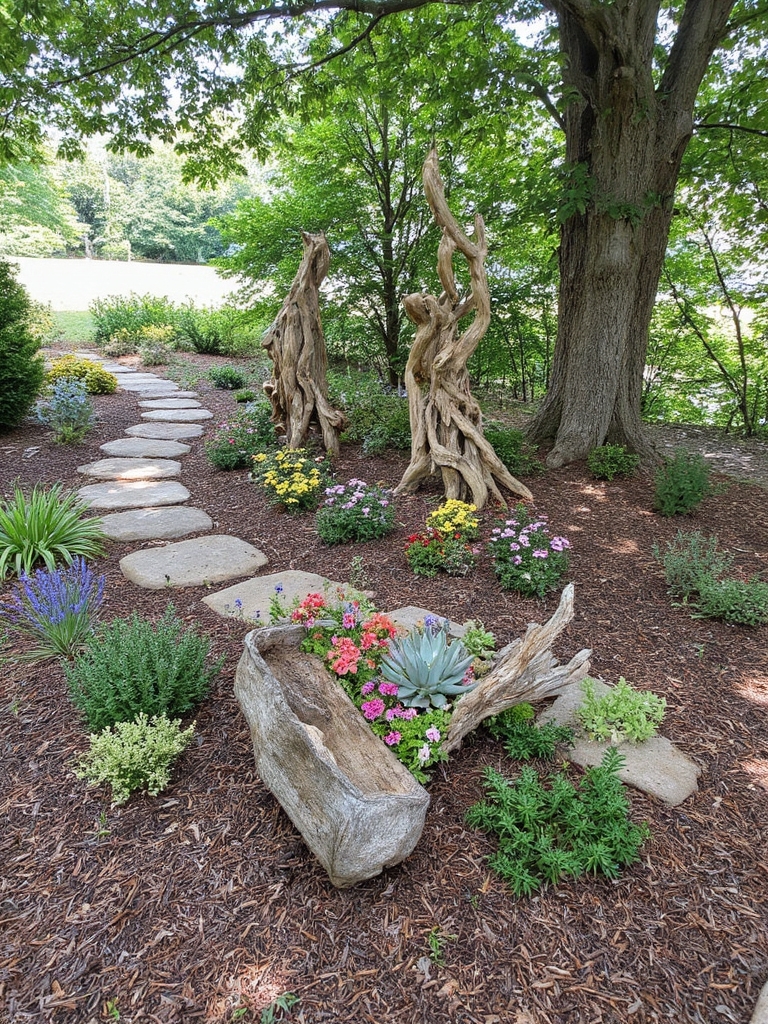 zones de paillis en bois rustique