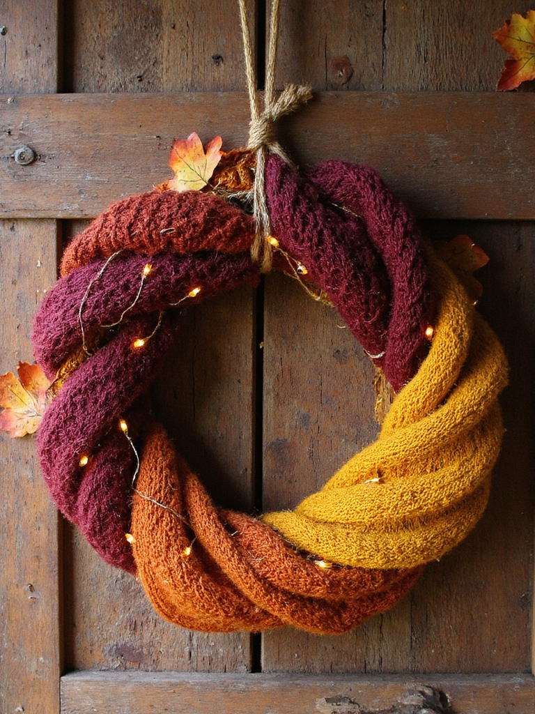 couronne en pull décoration d'automne
