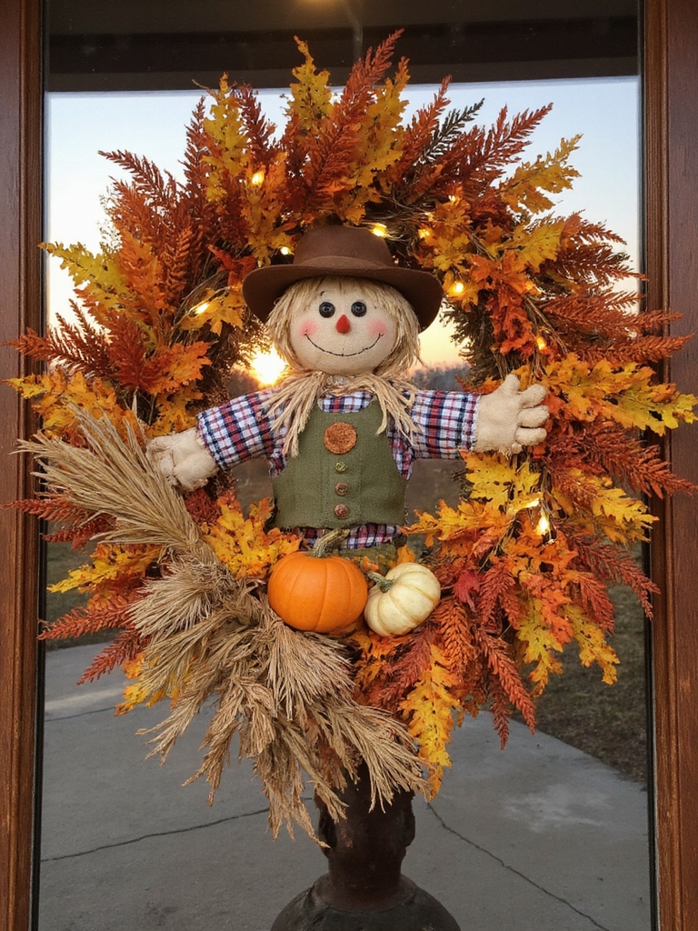 Création de couronne de épouvantail fantaisiste