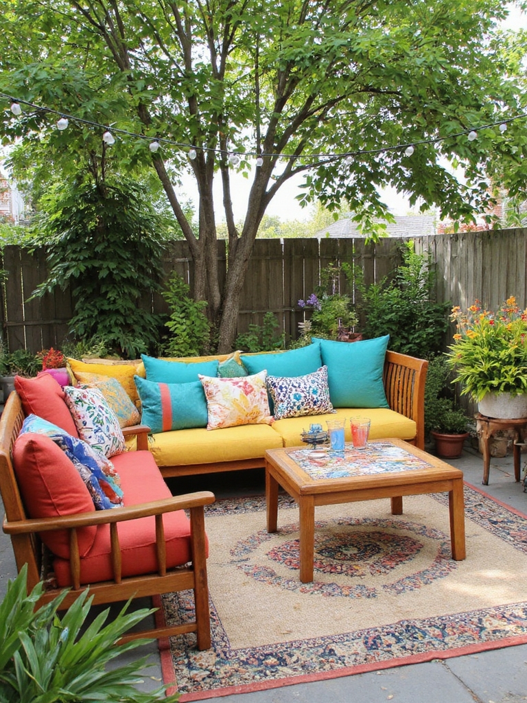 idées de coussins d'extérieur colorés