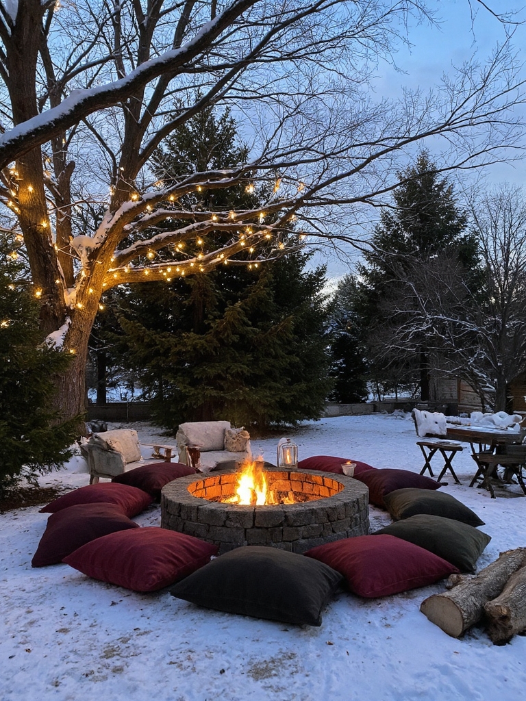 rassemblement hivernal au coin du feu chaleureux
