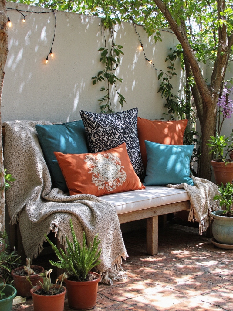 coin de coussins de terrasse cozy