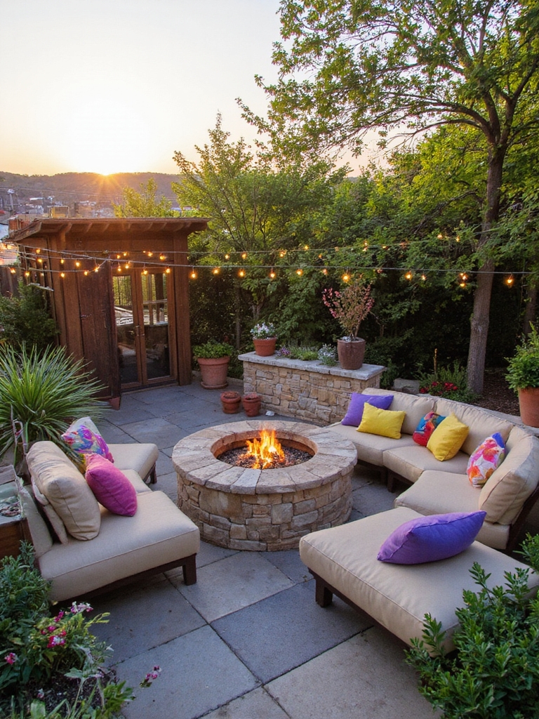 espace de rassemblement extérieur confortable