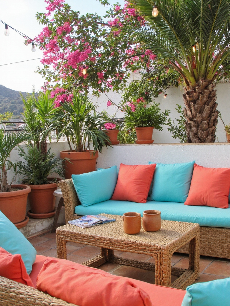 coin de relaxation extérieur douillet