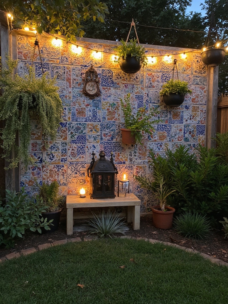 éclairage de jardin magique en soirée