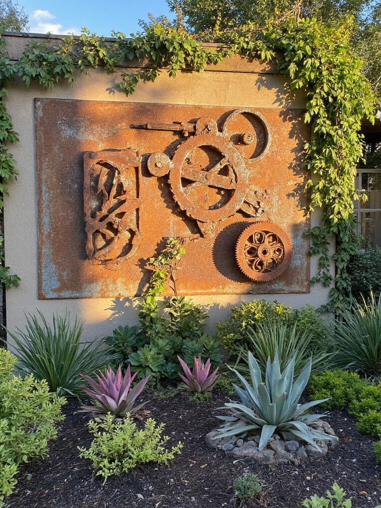 Les sculptures murales en métal améliorent les jardins