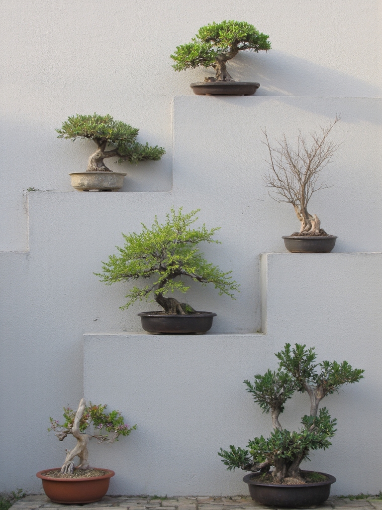idées de display de bonsaï minimaliste