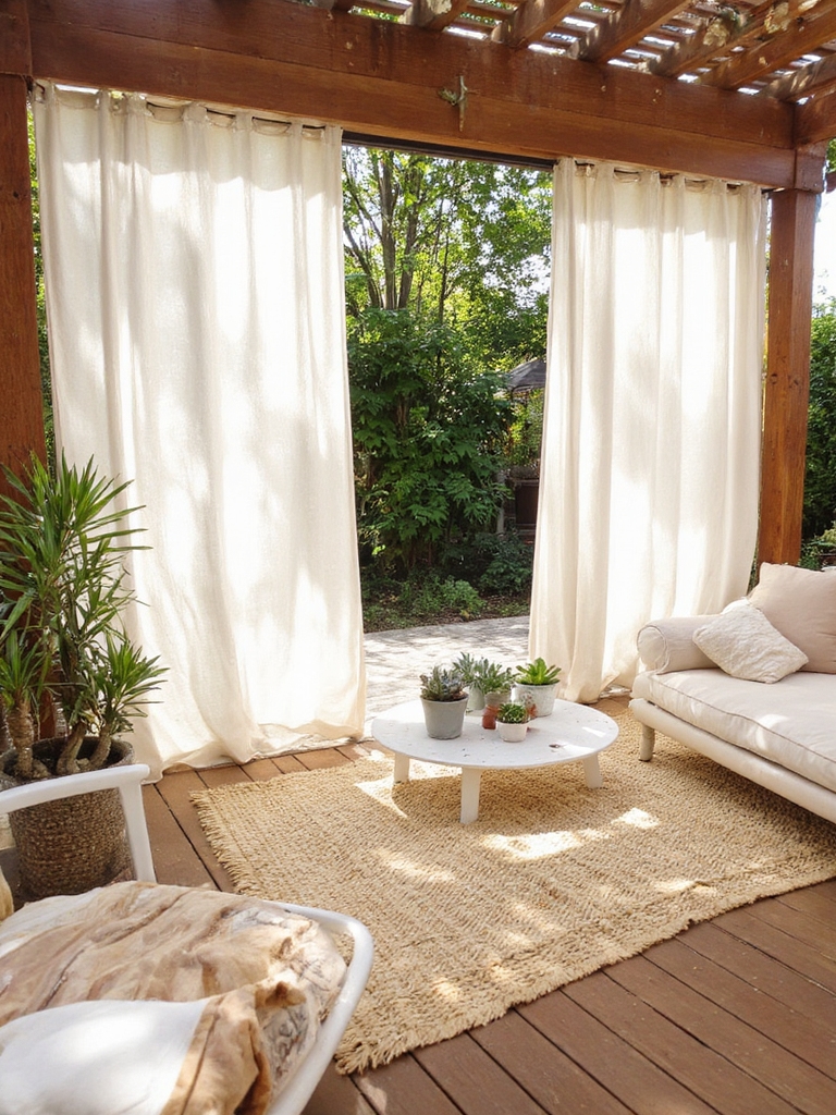 des rideaux d'extérieur pour l'intimité
