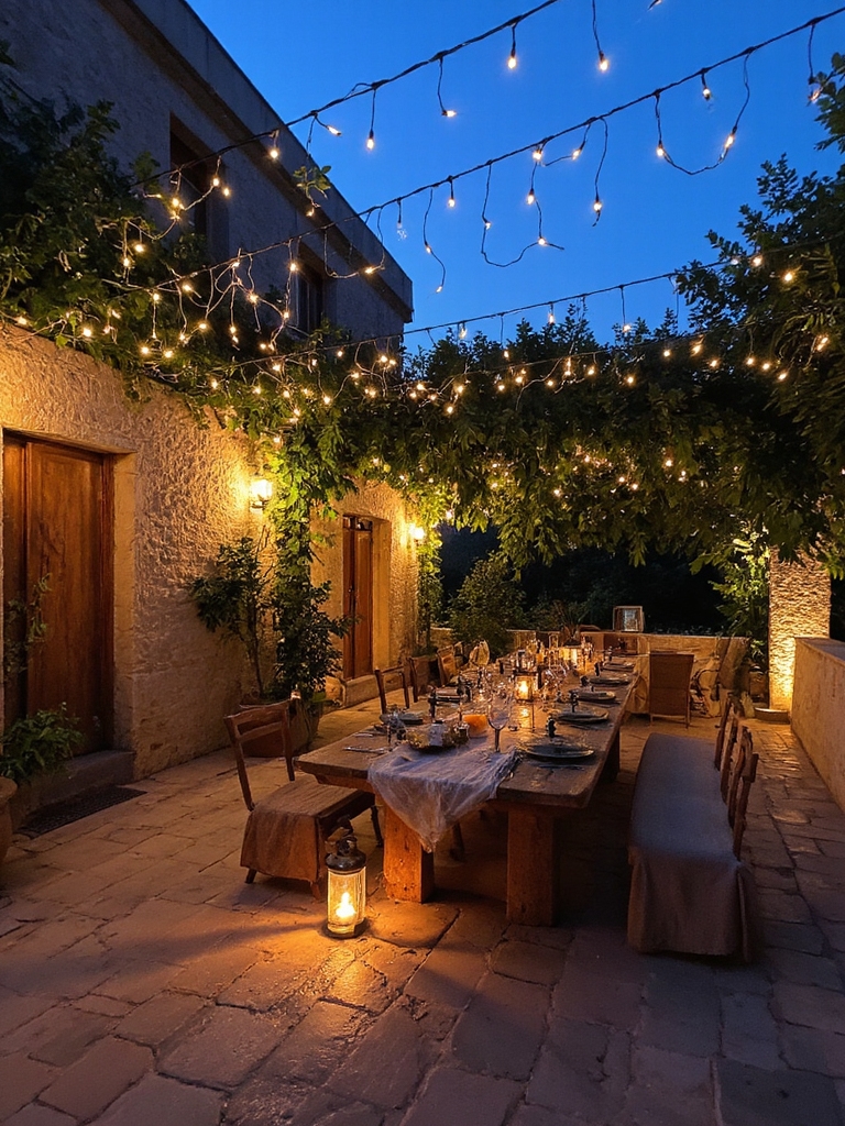 Les guirlandes lumineuses créent une ambiance