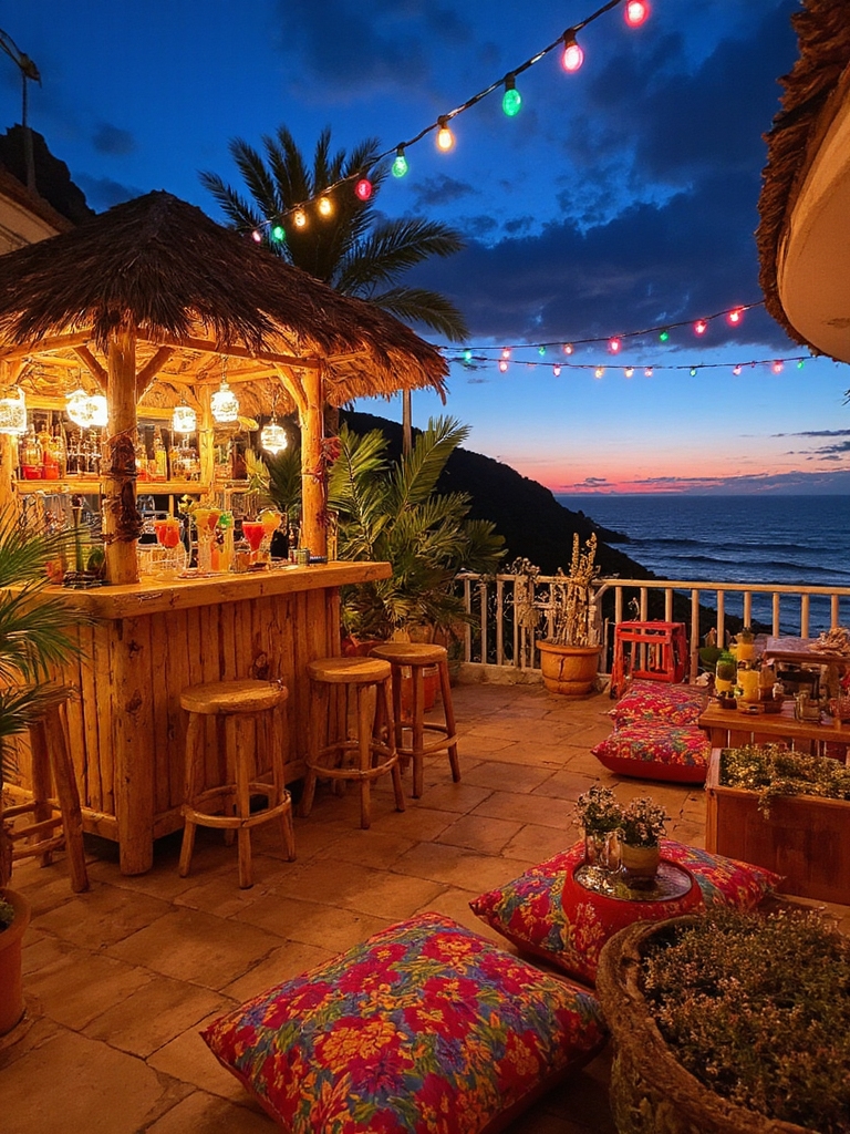 configuration de bar tiki tropical