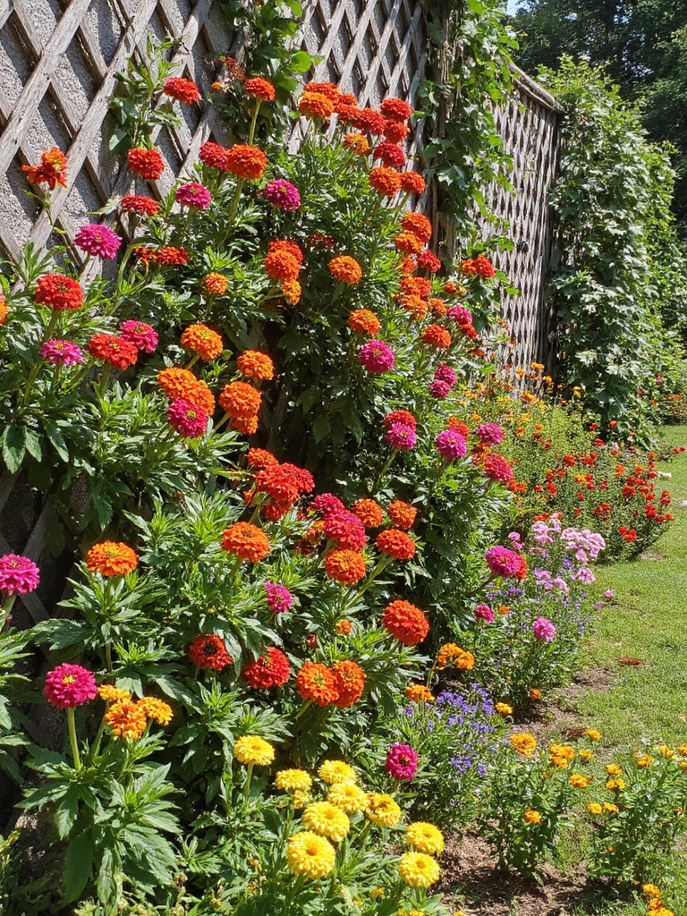 jardinage vertical avec des zinnias