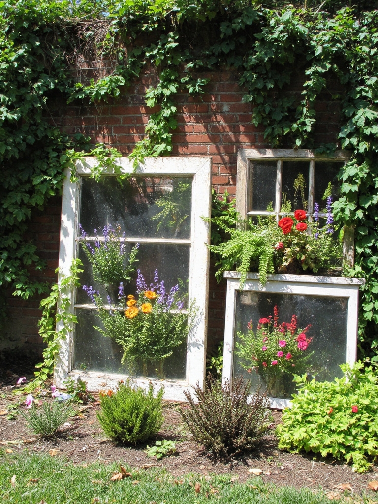 cadres de fenêtres vintage exposition de jardin
