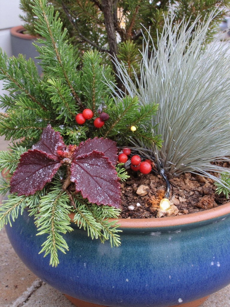 conception de jardin en contenant d'hiver