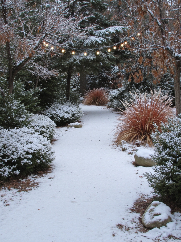 chemin de jardin sur le thème de l'hiver
