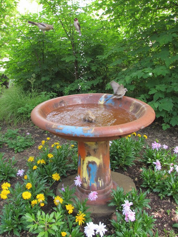 revivre la fontaine à oiseaux avec de la décoration