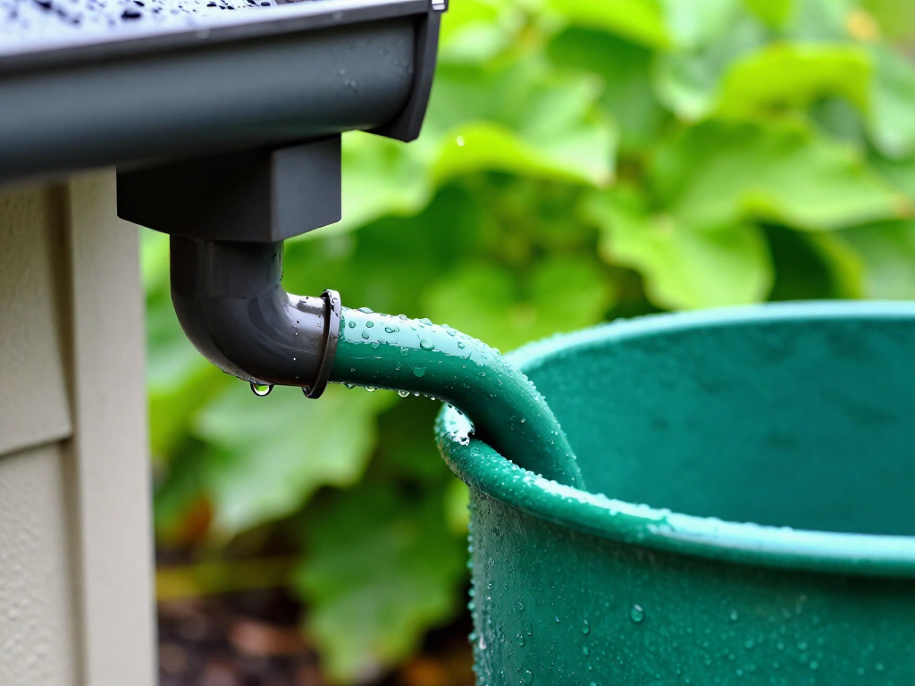 Collecteur raccordant la descente de gouttière au récupérateur d'eau de pluie